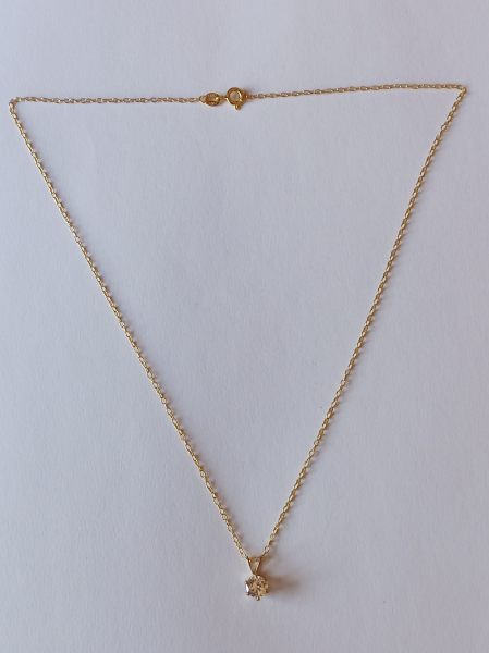 gold plated silver chain with 6 mm white zirconia pendant-anchor chain 45 cm----